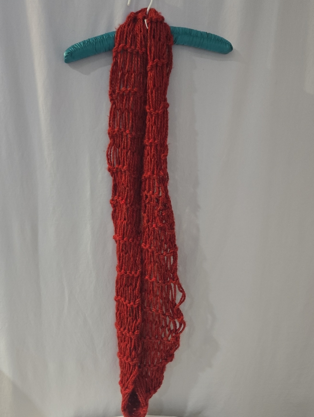 Red Open-Knit Women's Scarf Handmade